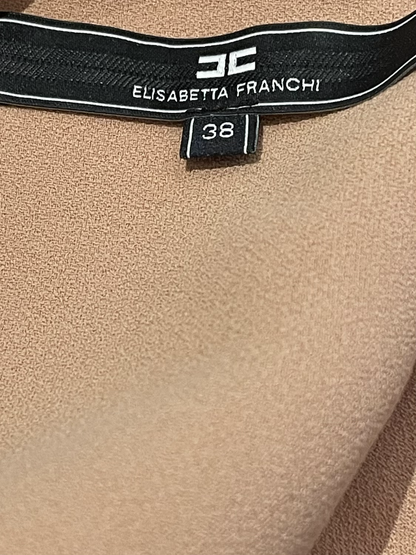 Elisabetta Franchi Tan Silk Dress UK 6 image 4