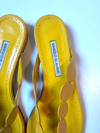 Manolo Blahnik Nour Leather Flip Flops UK 7