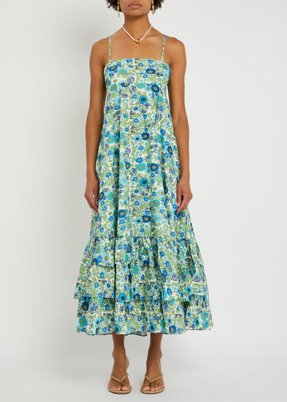 Alemais Pam Tiered Cotton Floral Print Dress UK 8