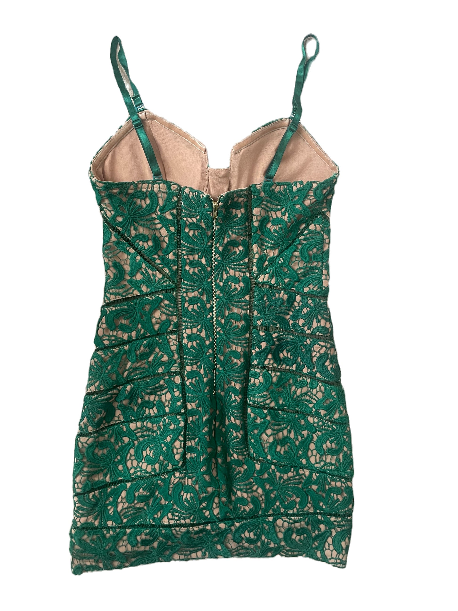 Self-Portrait Green Lace Mini Dress UK 8 image 2