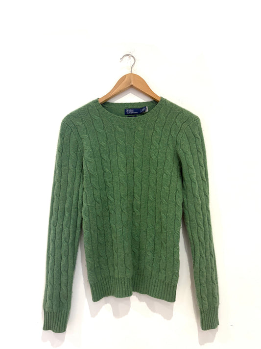 polo by ralph lauren green cable knit cashmere jumper 