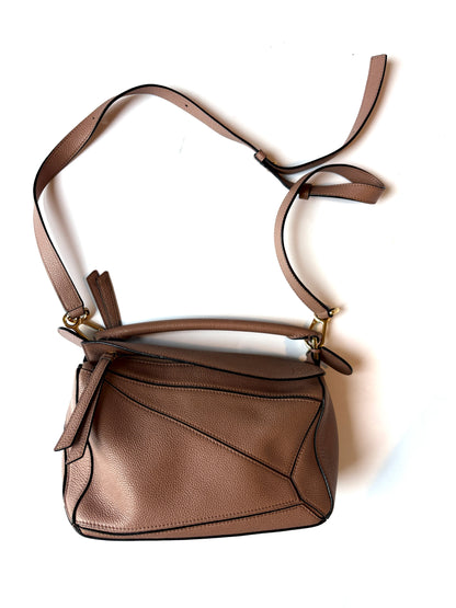 Loewe Mauve Puzzle Edge Small Textured-Leather Shoulder Bag