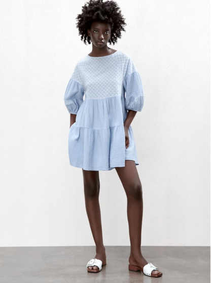 Zara Blue Poplin Dress S image 1