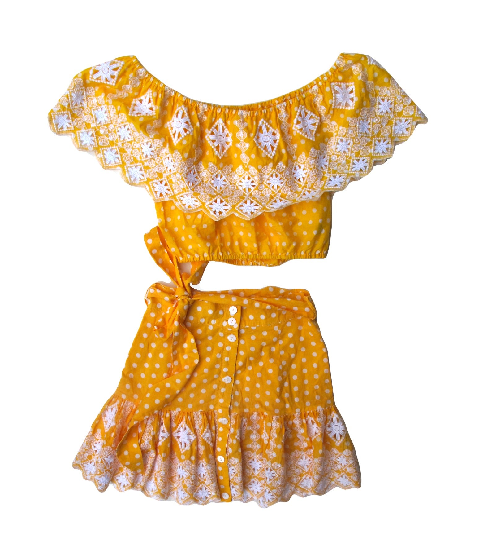 Miguelina Yellow Emy Polka Dot Co-Ord XS image 1