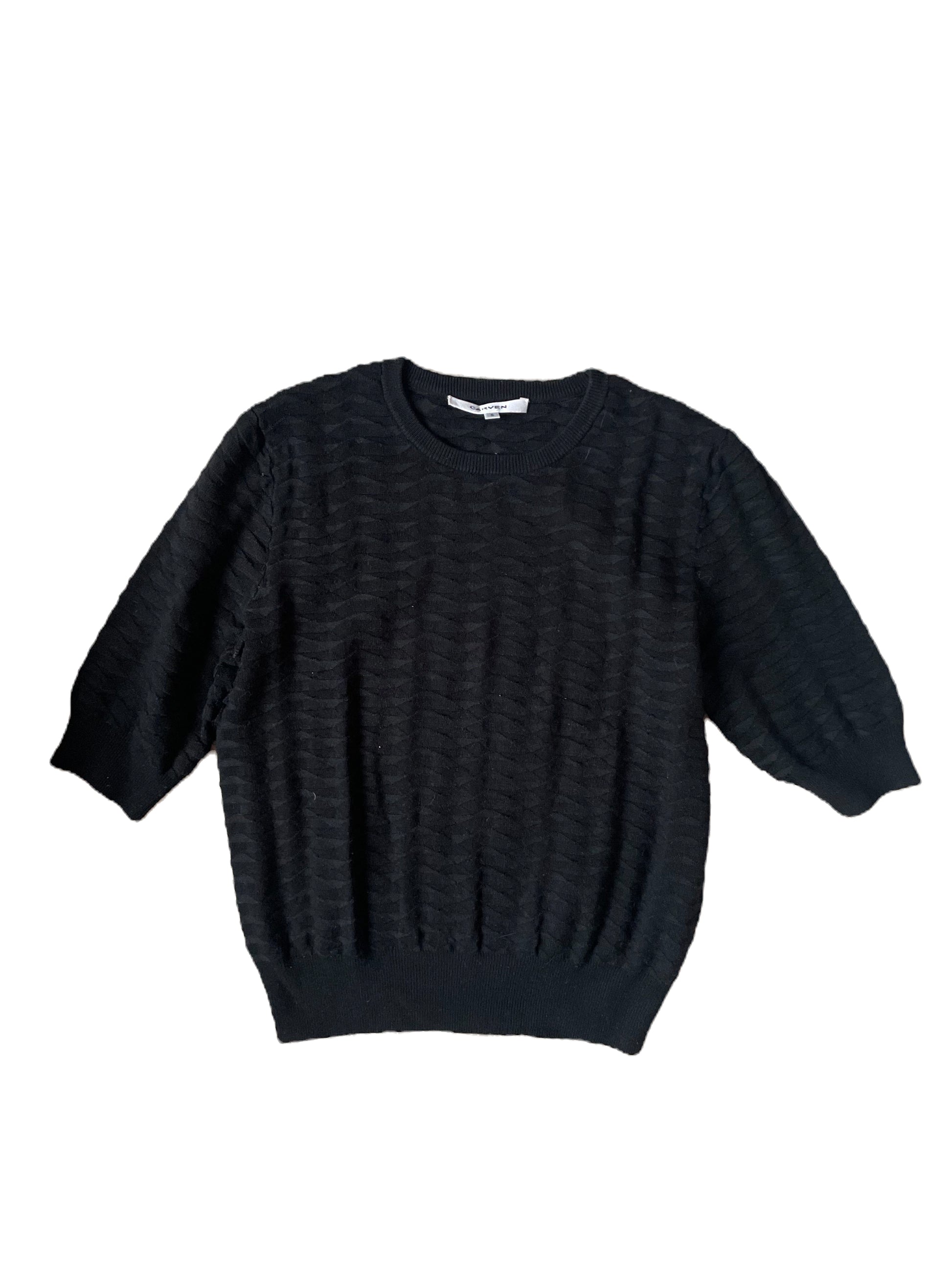 Carven Textured Black Knit Top S image 0