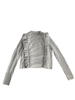 Grey Ruffle Knit Top S
