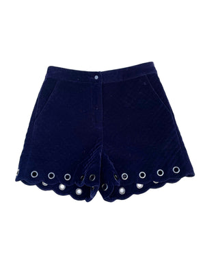 Maje Navy Velvet Shorts UK 8