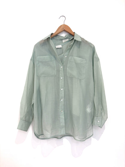 Marella light green cotton shirt with matching silk camisole