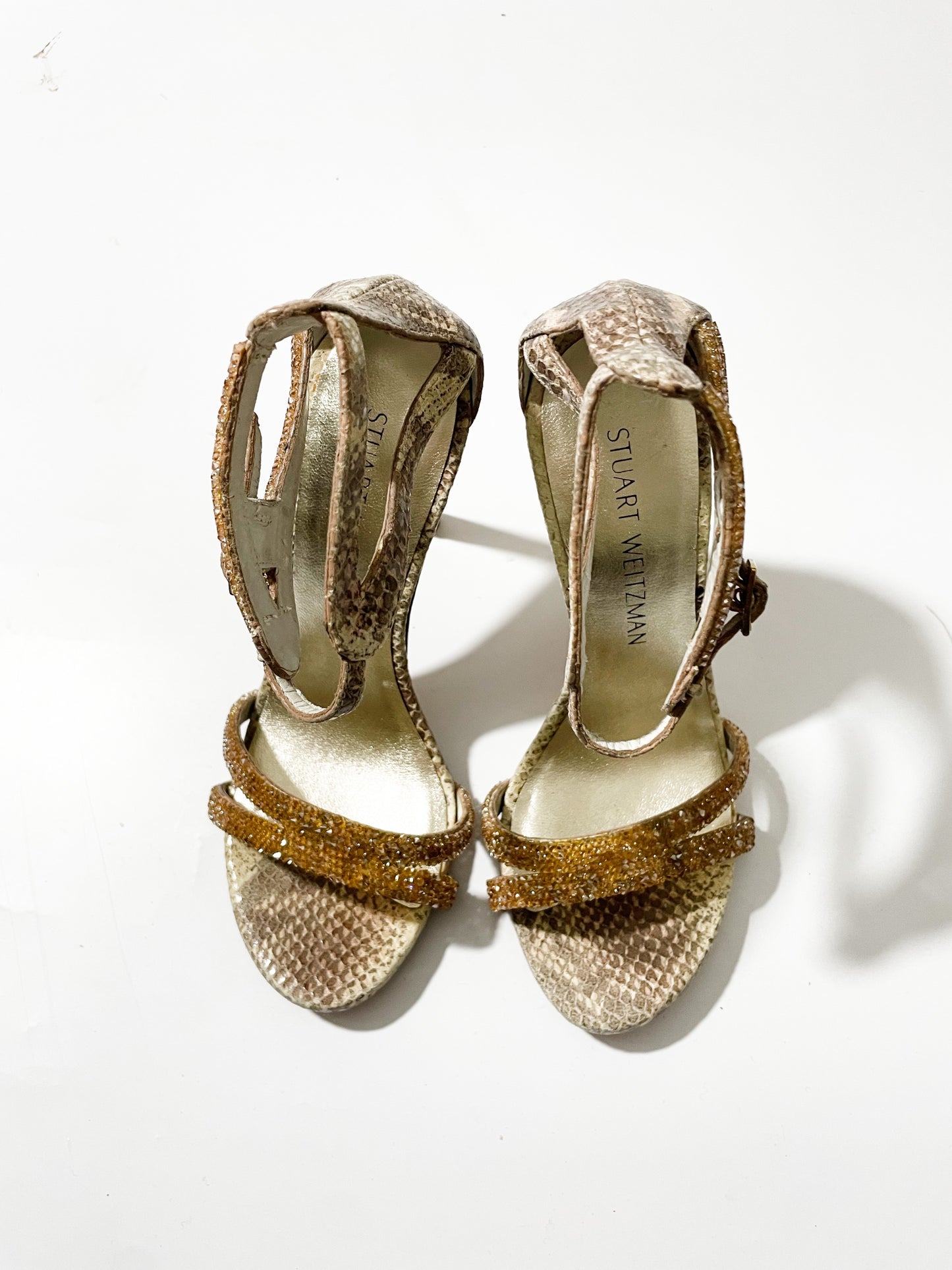Stuart Weitzman Gold Beaded Sandals UK 4 image 1