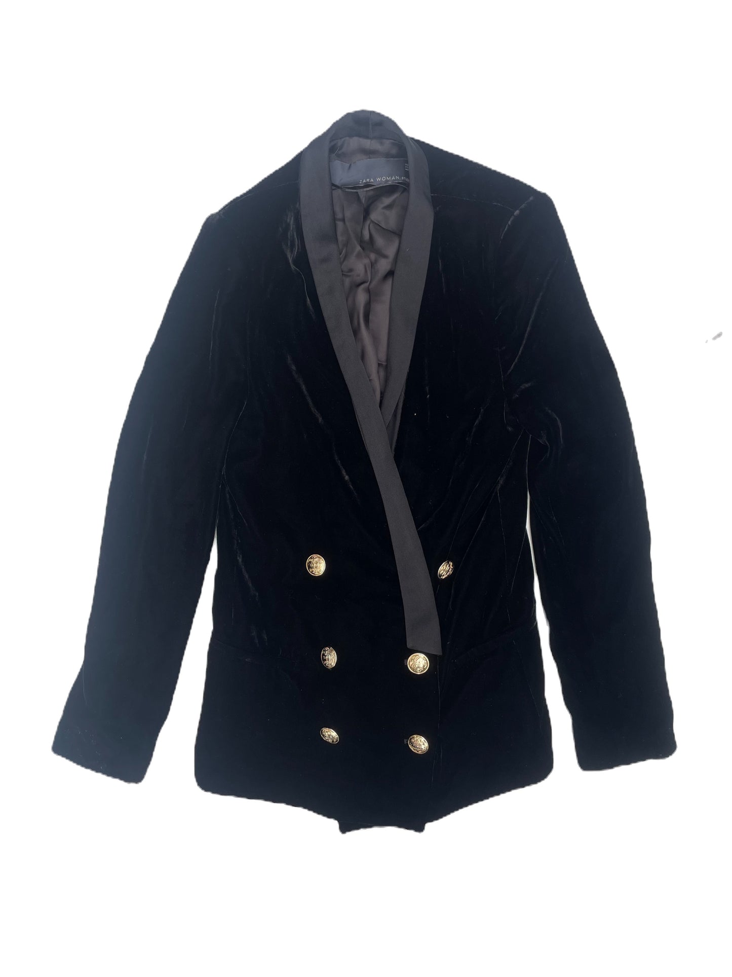 Zara Black Velvet Blazer S image 0