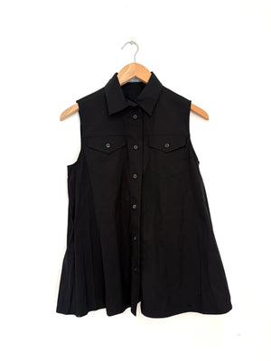 Prada Cotton Black Sleeveless Blouse UK 8