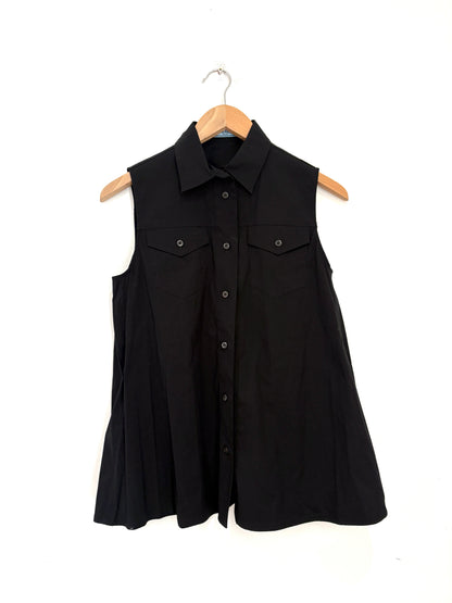 Prada Cotton Black Sleeveless Blouse UK 8