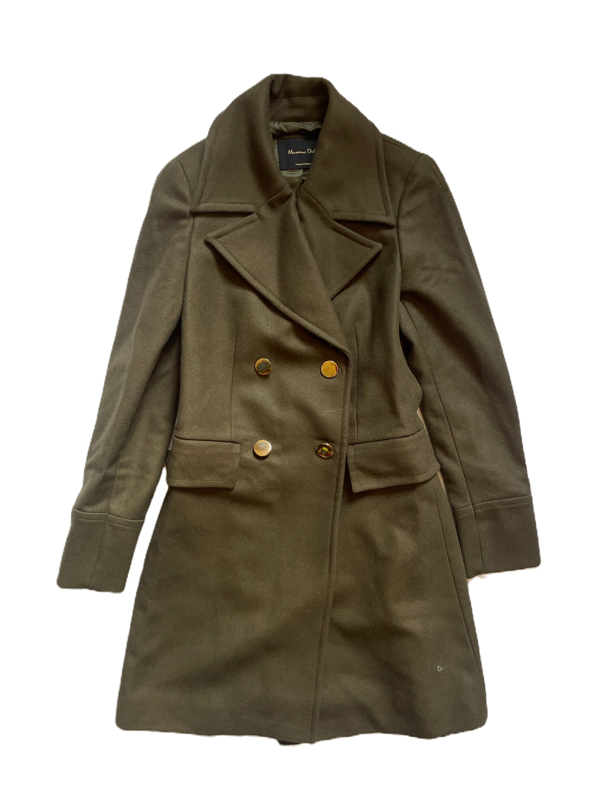 Massimo Dutti Khaki Wool Coat UK 6 image 0