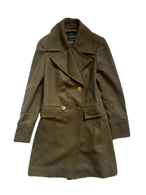 Massimo Dutti Khaki Wool Coat UK 6