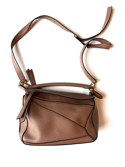 Loewe Mauve Puzzle Edge Small Textured-Leather Shoulder Bag