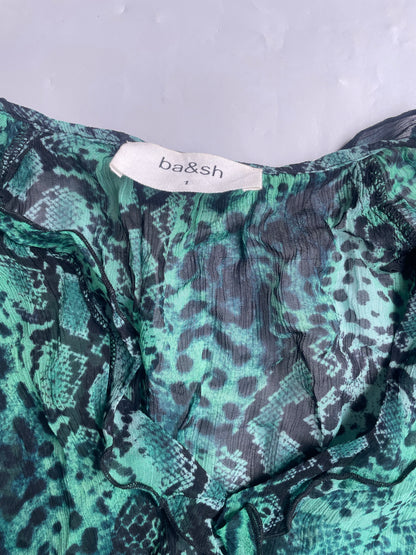 Ba&sh Green Snake Print Blouse S image 4