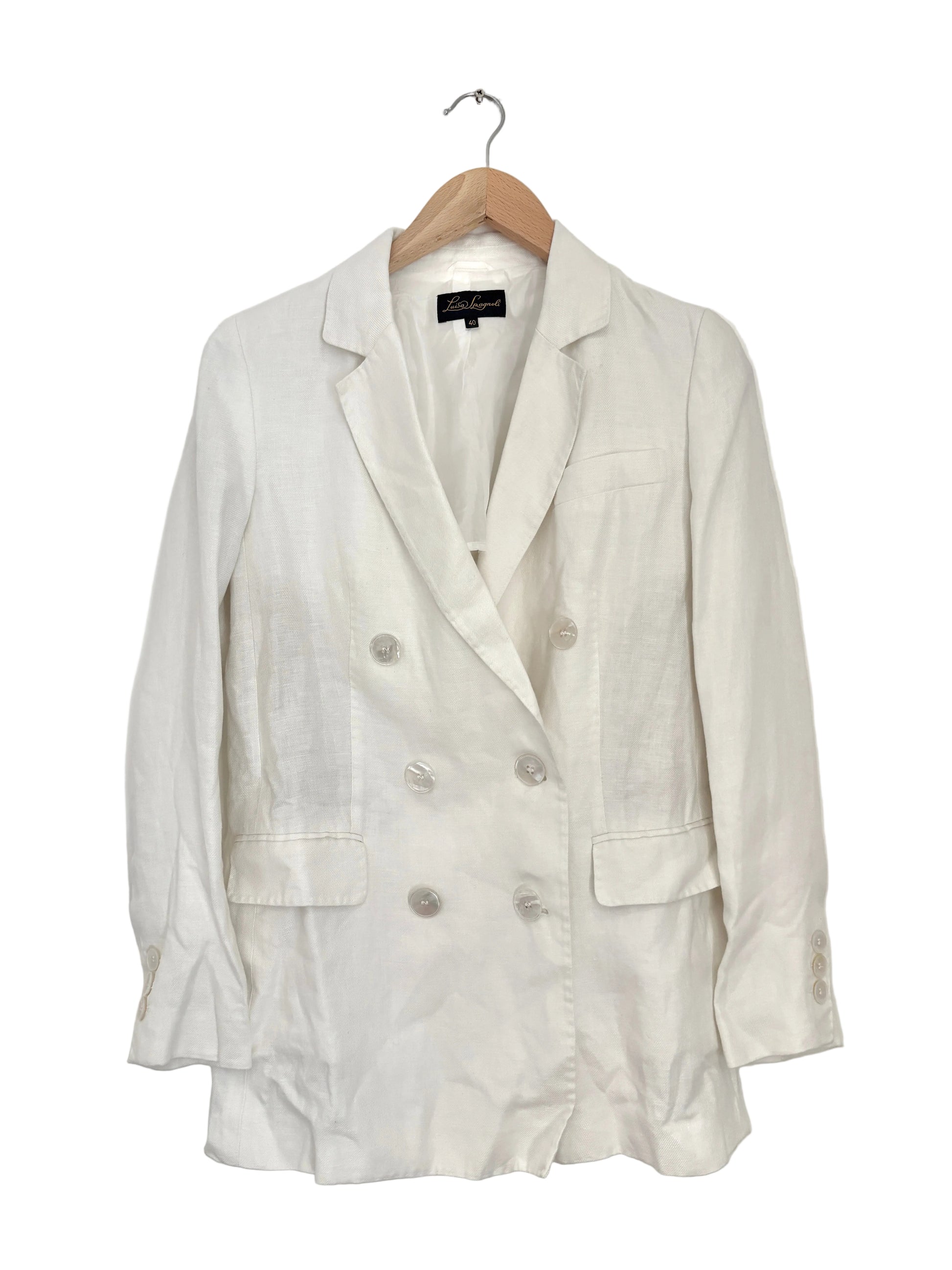 luisa spagnoli white linen blazer