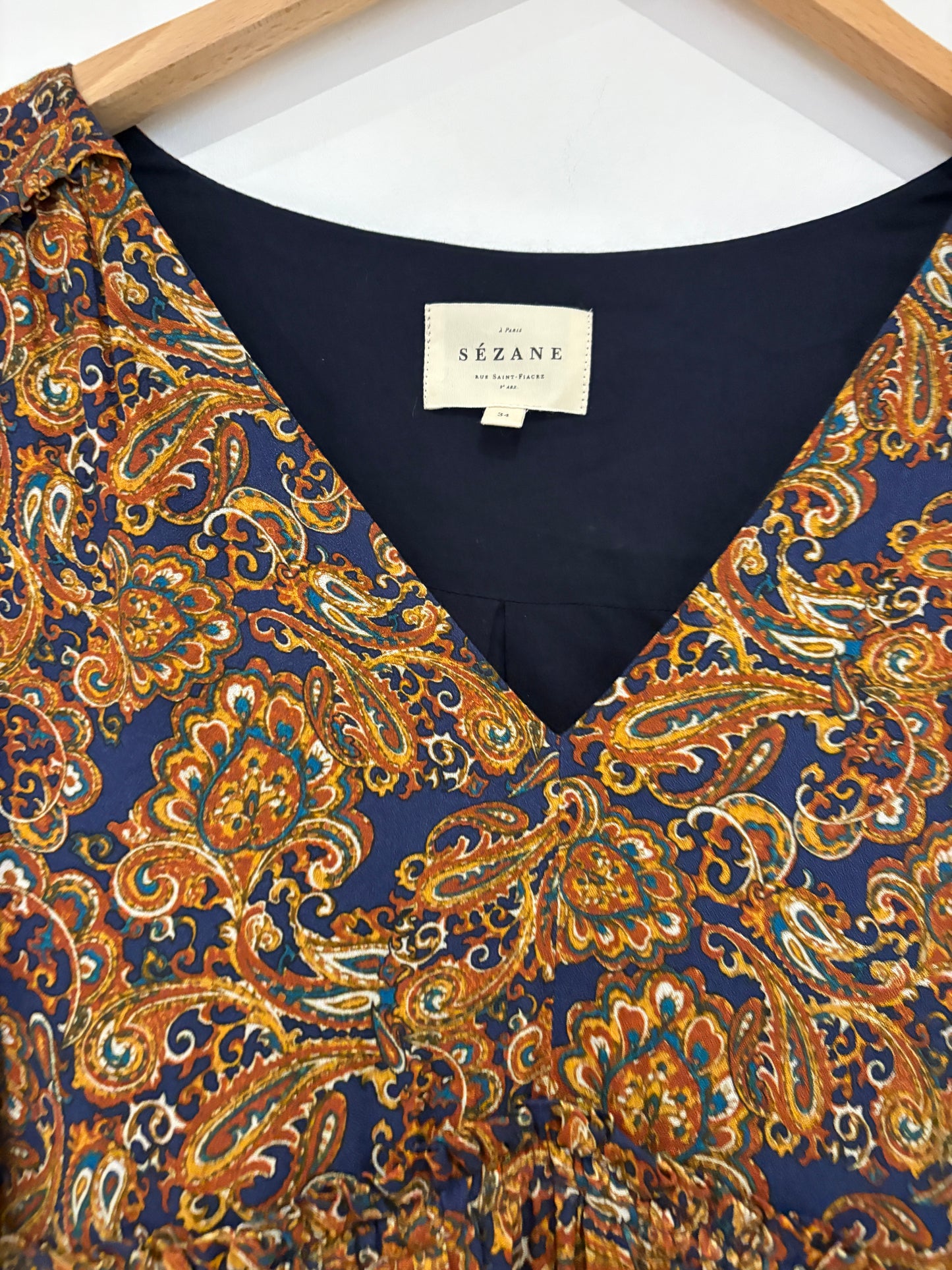 Sezane Paisley Print Dress UK 6