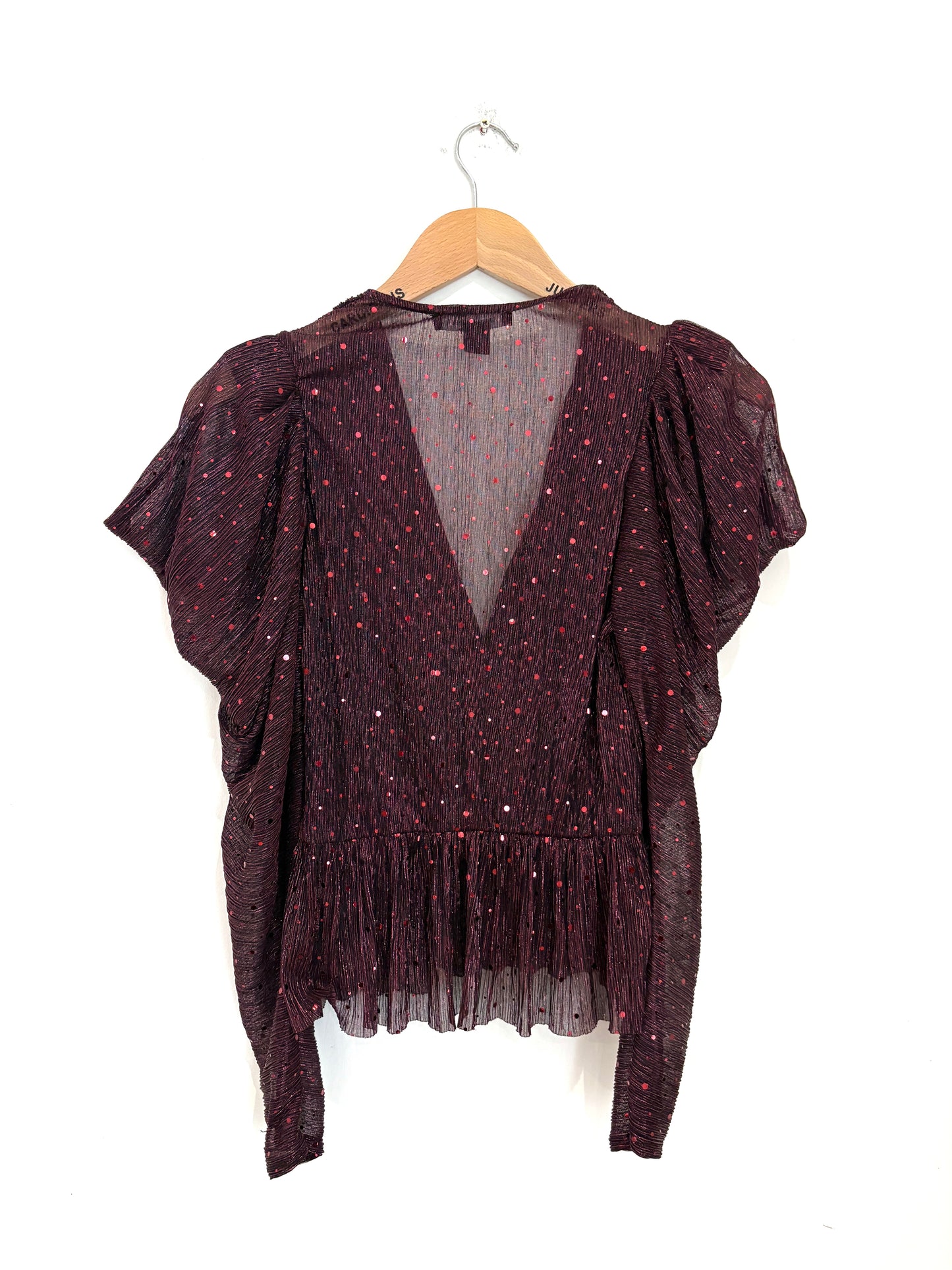 Sabina Musayev Sequin Lurex Peplum Top S