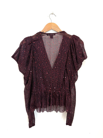 Sabina Musayev Sequin Lurex Peplum Top S