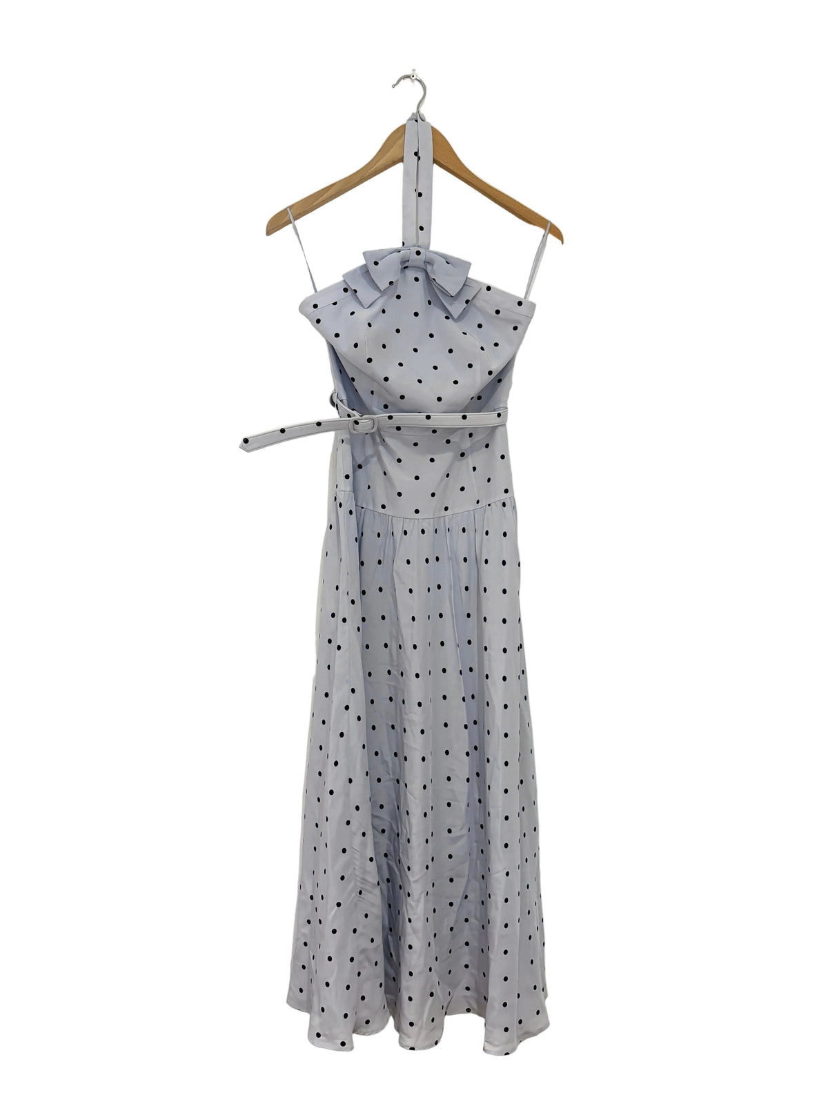 Alessandra Rich Light Blue Silk Midi Dress