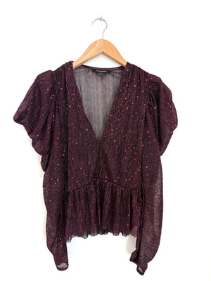 Sabina Musayev Sequin Lurex Peplum Top S
