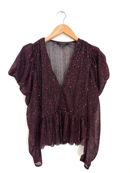 Sabina Musayev Sequin Lurex Peplum Top