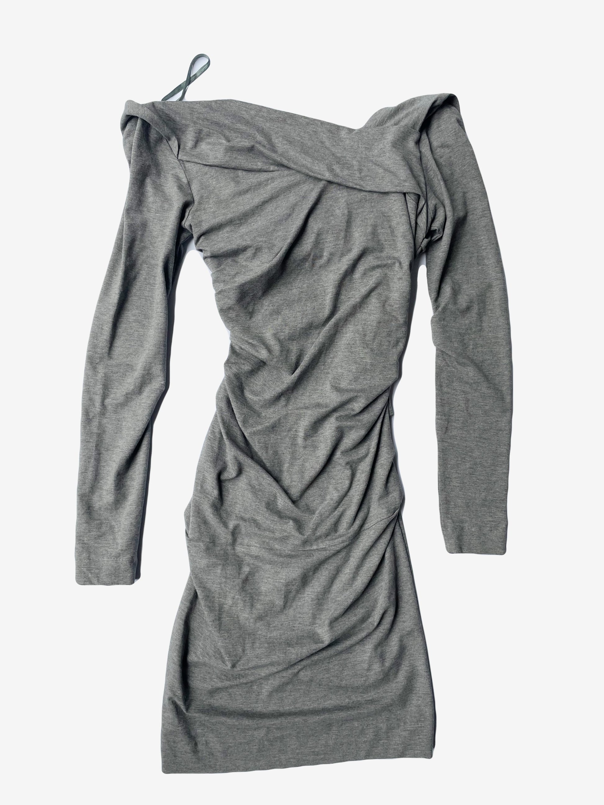 Diane Von Furstenberg Grey Stretch Ruched Dress S image 2