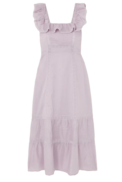 Reformation Tide Lace-Trimmed Ruffled Organic Cotton-Voile Midi Dress UK 10 image 1