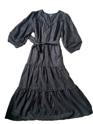 Wyse Tiered Black Nadine Midi Dress S