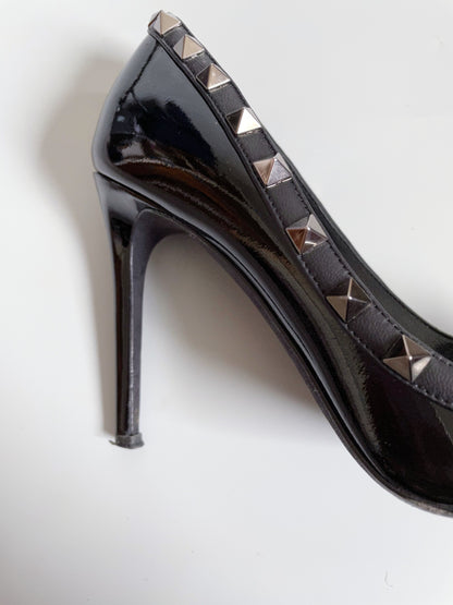 Valentino Patent Black Rockstuds UK 3.5 image 5
