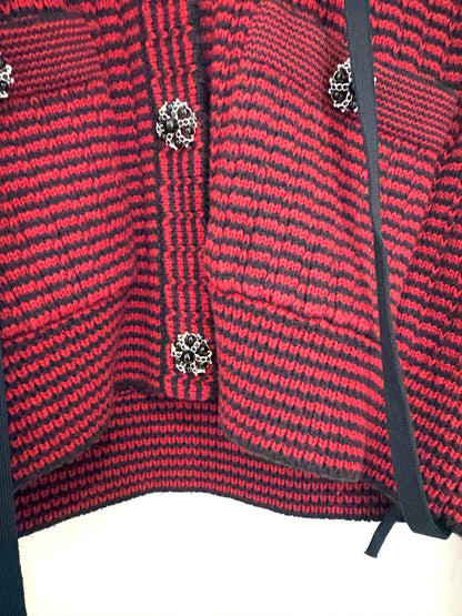 Self-Portrait Striped Lace Up Collar Cardigan S