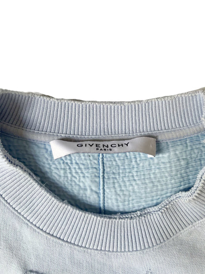 Givenchy Paris Light Blue Distressed Hoodie XS image 4