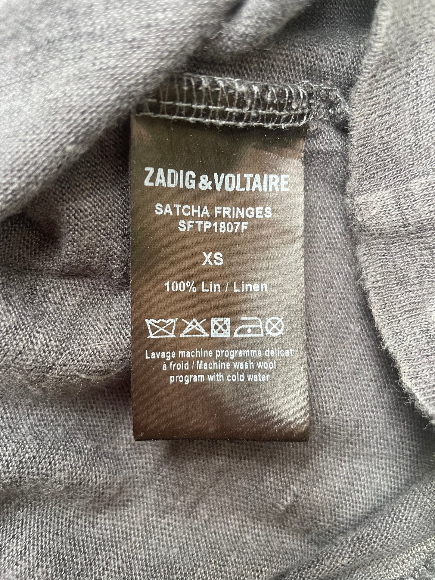 Zadig & Voltaire Grey Fringe Top XS image 2