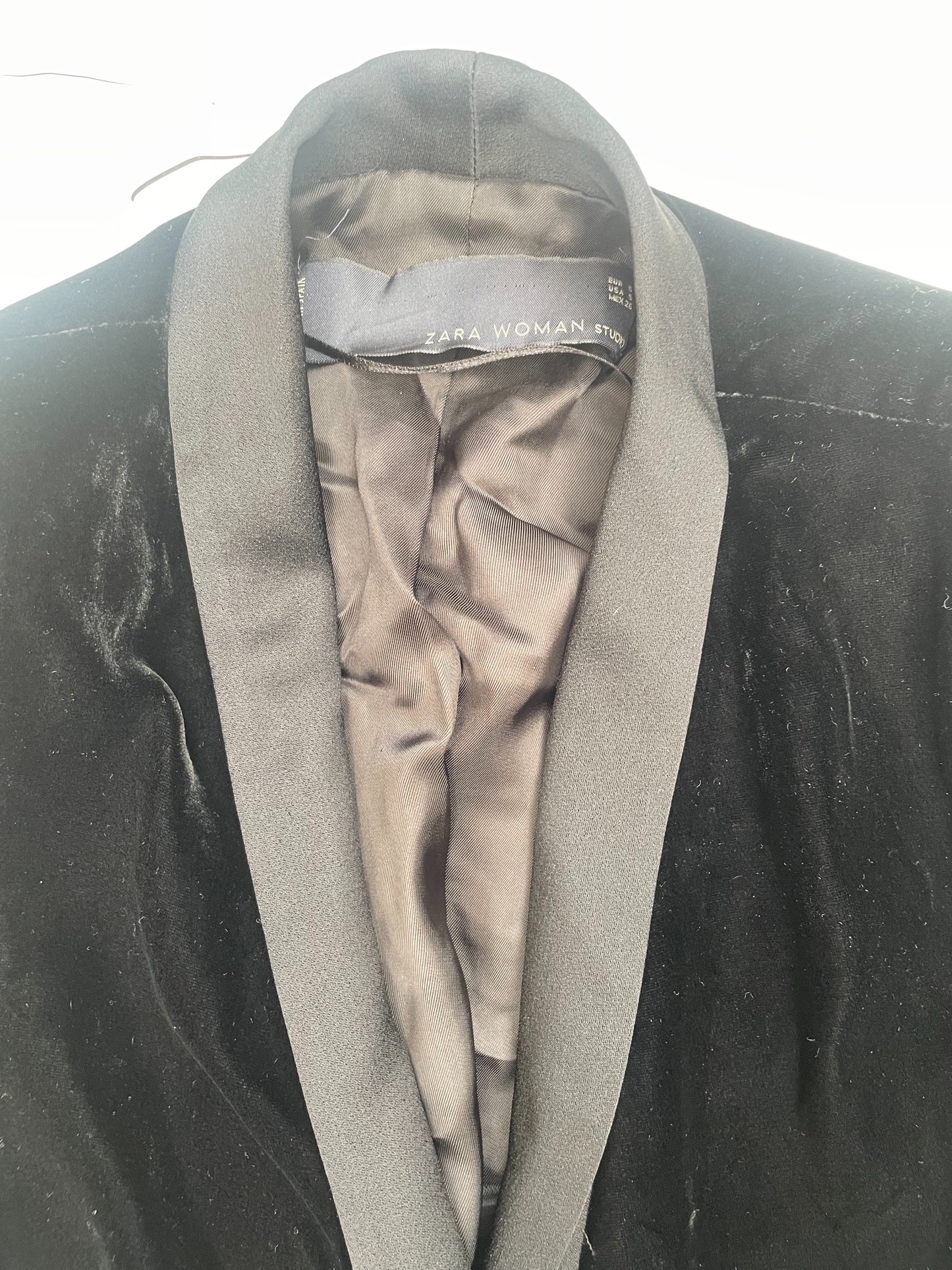 Zara Black Velvet Blazer S image 2