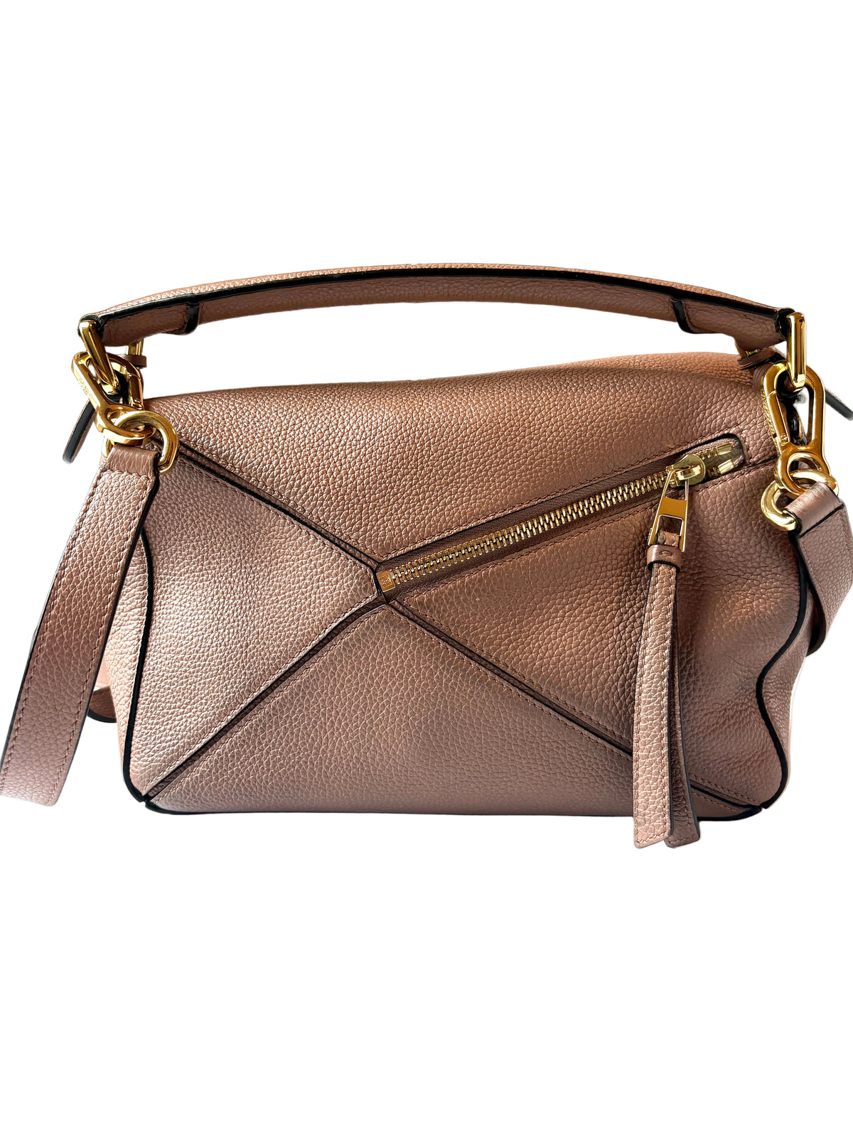 Loewe Mauve Puzzle Edge Small Textured-Leather Shoulder Bag