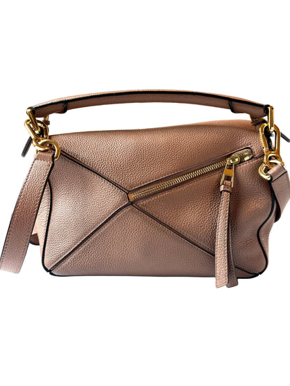 Loewe Mauve Puzzle Edge Small Textured-Leather Shoulder Bag