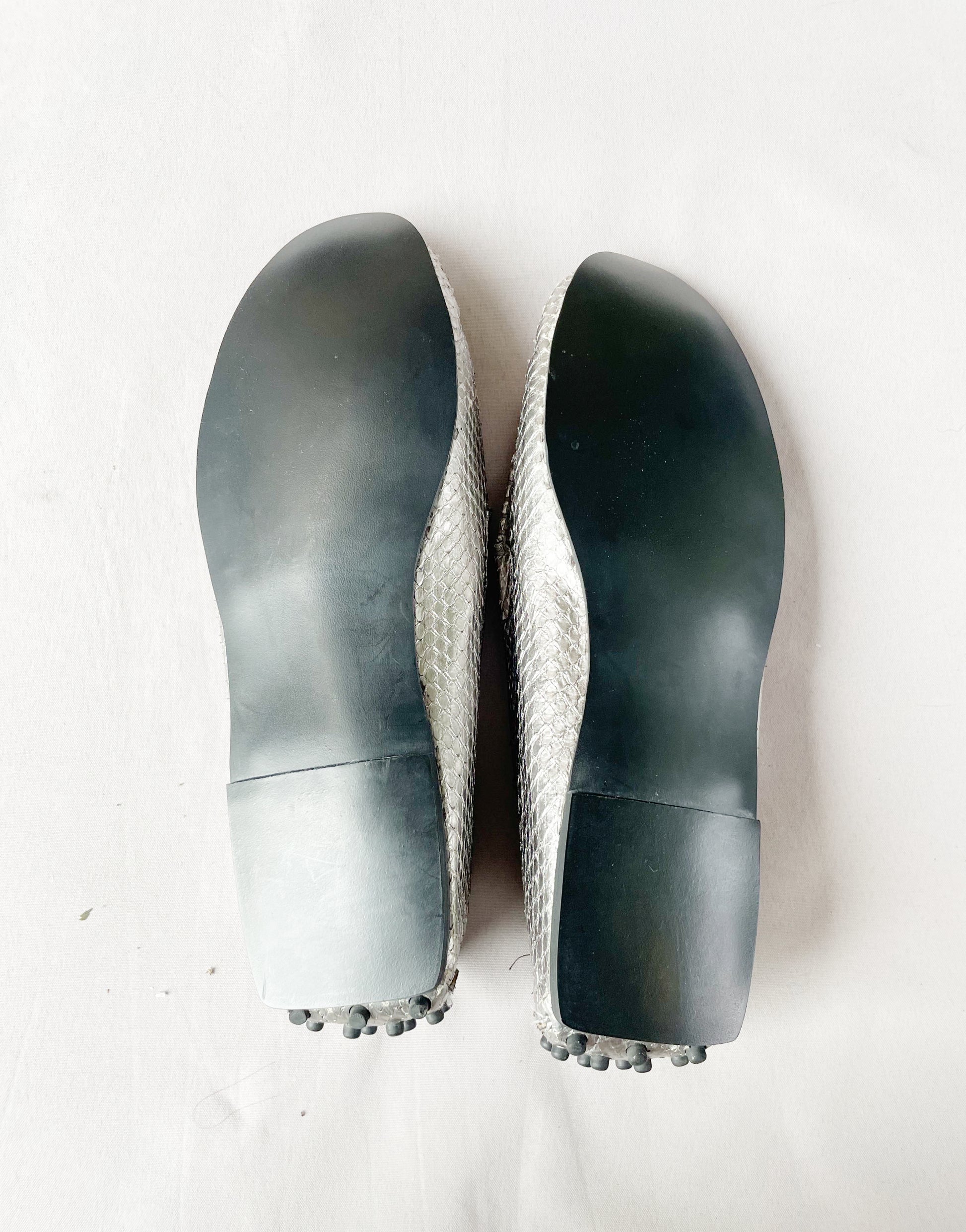 Tod's Metallic Silver Snake Effect Loafers 39.5 image 1