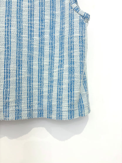 Me+Em Blue Textured Stripe Swing Top UK 6