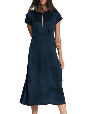 Rag & Bone Navy Silk Midi Dress UK 8