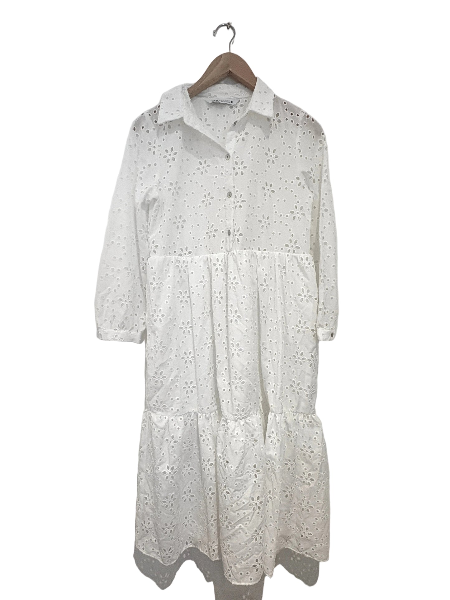 Zara Cotton Broderie Midi Dress