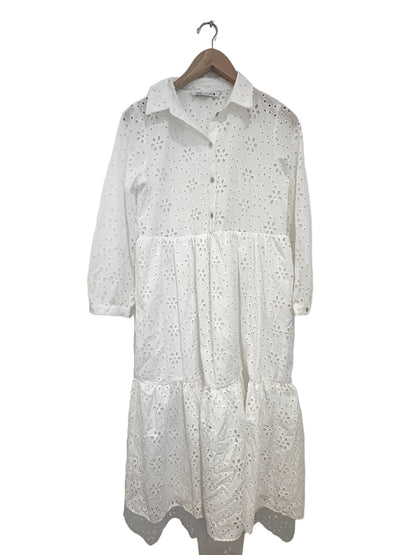 Zara Cotton Broderie Midi Dress