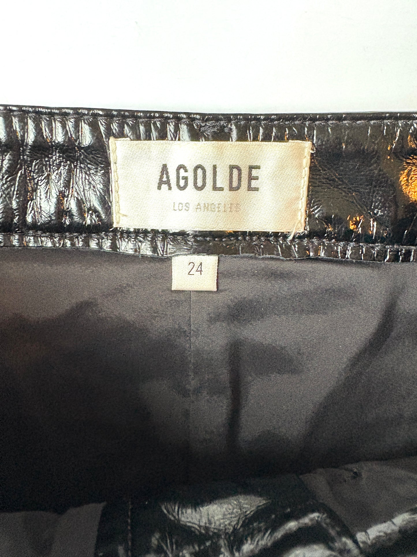 Agolde Patent Leather Mini Skirt 24"