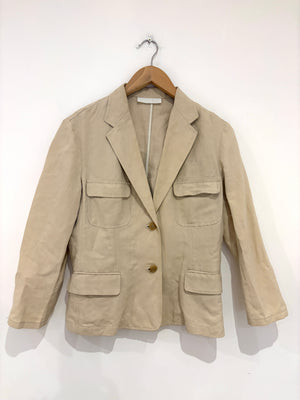Nicole Farhi Linen & Cotton Beige Blazer Jacket UK 12
