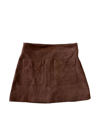Tanya taylor fran brown suede midi skirt