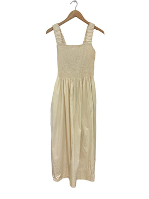 Three Graces Cordelia Shirred Cotton-Poplin Midi Dress UK 12