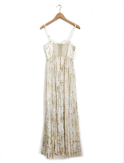 Alice + Olivia Gold Painted Dress XS image 1