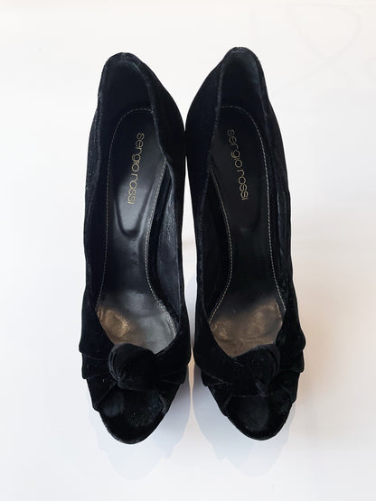 Sergio Rossi Black Velvet Heels UK 5 image 0