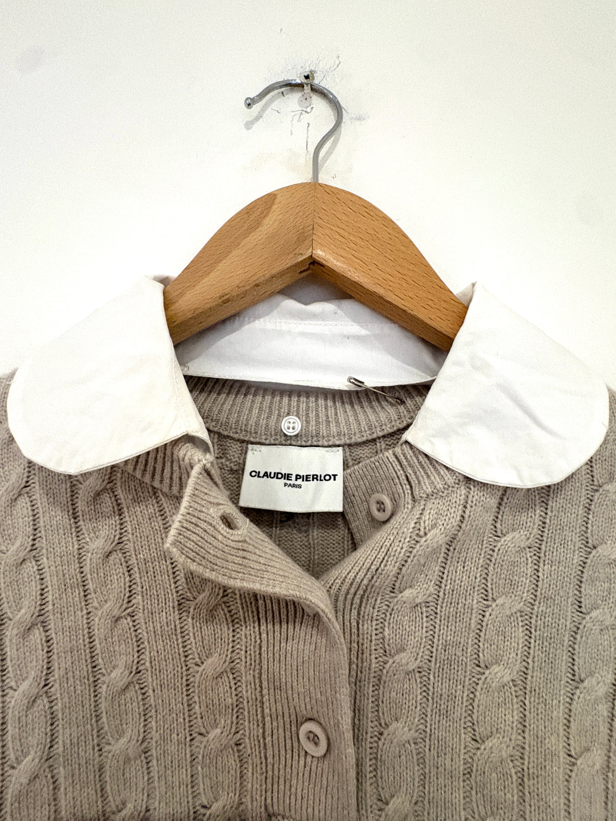 Claudie Pierlot Cable Knit Collared Polo Top S