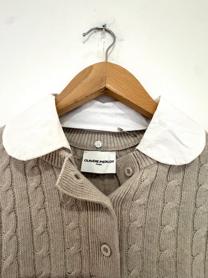 Claudie Pierlot Cable Knit Collared Polo Top S